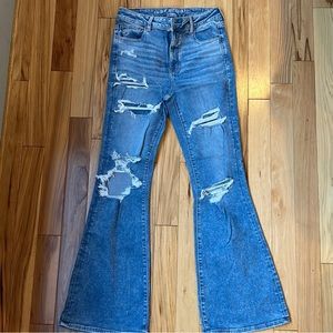 AE super high rise flare jeans